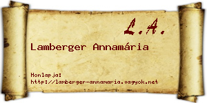 Lamberger Annamária névjegykártya